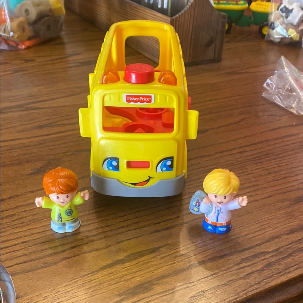 Fisher-Price Yellow and Red School Bus Toy with Little People